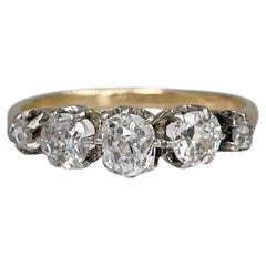 Victorian 18 Karat Gold Old Mine Cut Rose Cut Diamond Five-Stone Band Ring