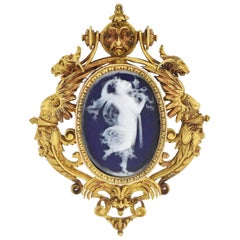 Antique Victorian 18 Karat Gold "Pâte-Sur-Pâte" Figural Mythology Pin/Pendant