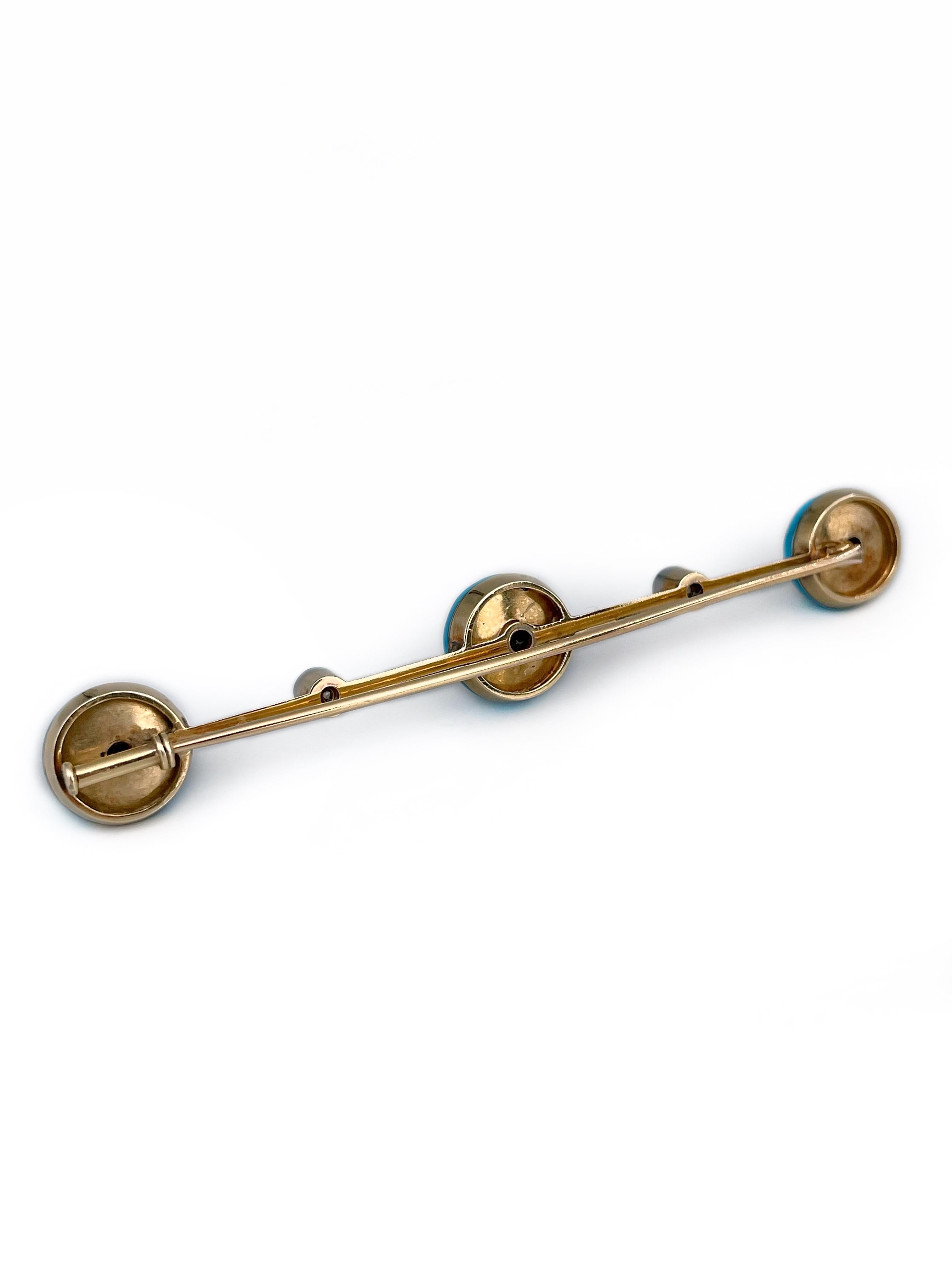 Broche victorienne en or 18 carats, perles, diamants et émail bleu clair à motif d'étoile Bon état - En vente à Vilnius, Vilniaus apskr.