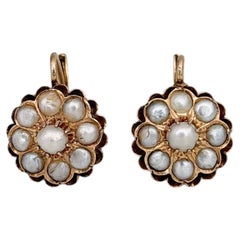 Victorian 18 Karat Gold Pearl Lever-Back Earrings
