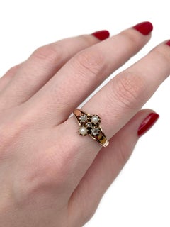Victorian 18 Karat Gold Pearl Old Cut Diamond Ring