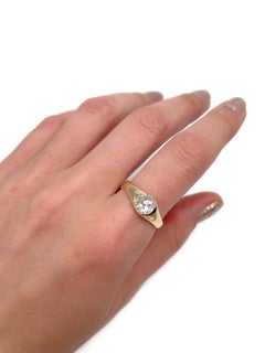 Victorian 14 Karat 9 Karat Gold 1.00 Carat SI Rose Cut Diamond Solitaire Ring