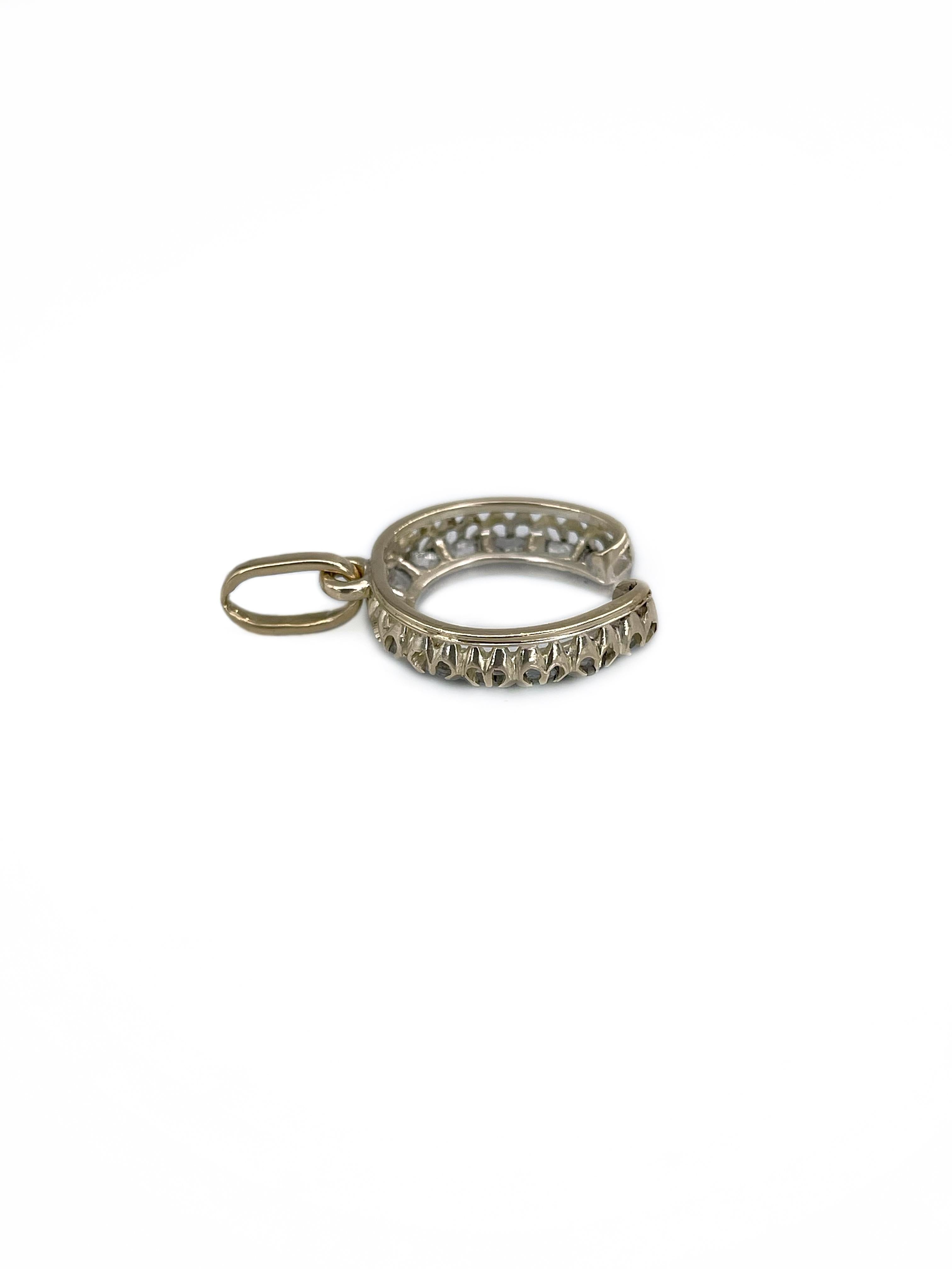 Women's or Men's Victorian 18 Karat Gold Rose Cut Diamond Horseshoe Charm Pendant