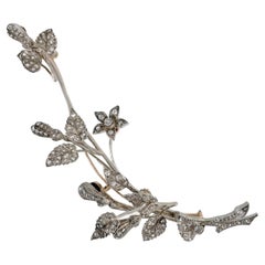 Victorian 18 Karat Gold Rose Cut Diamond Tremblent Floral Corsage Pin Brooch