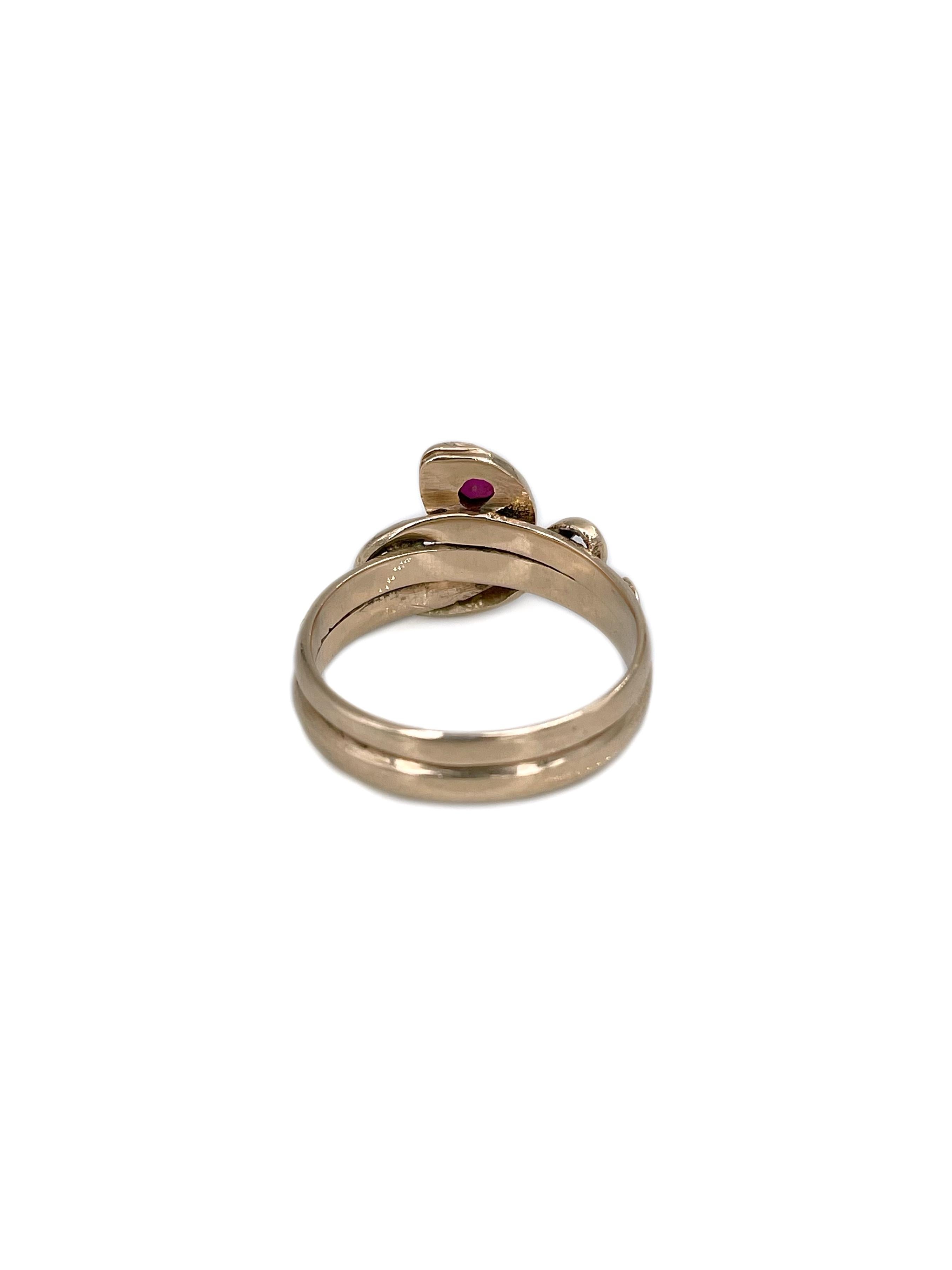 Anello di fidanzamento vittoriano in oro 18 carati con rubino e serpente In condizioni buone a Vilnius, Vilniaus apskr.