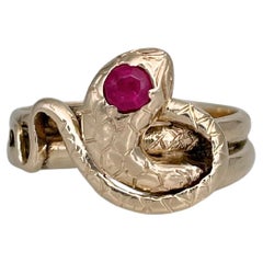 Victorian 18 Karat Gold Ruby Snake Engagement Ring