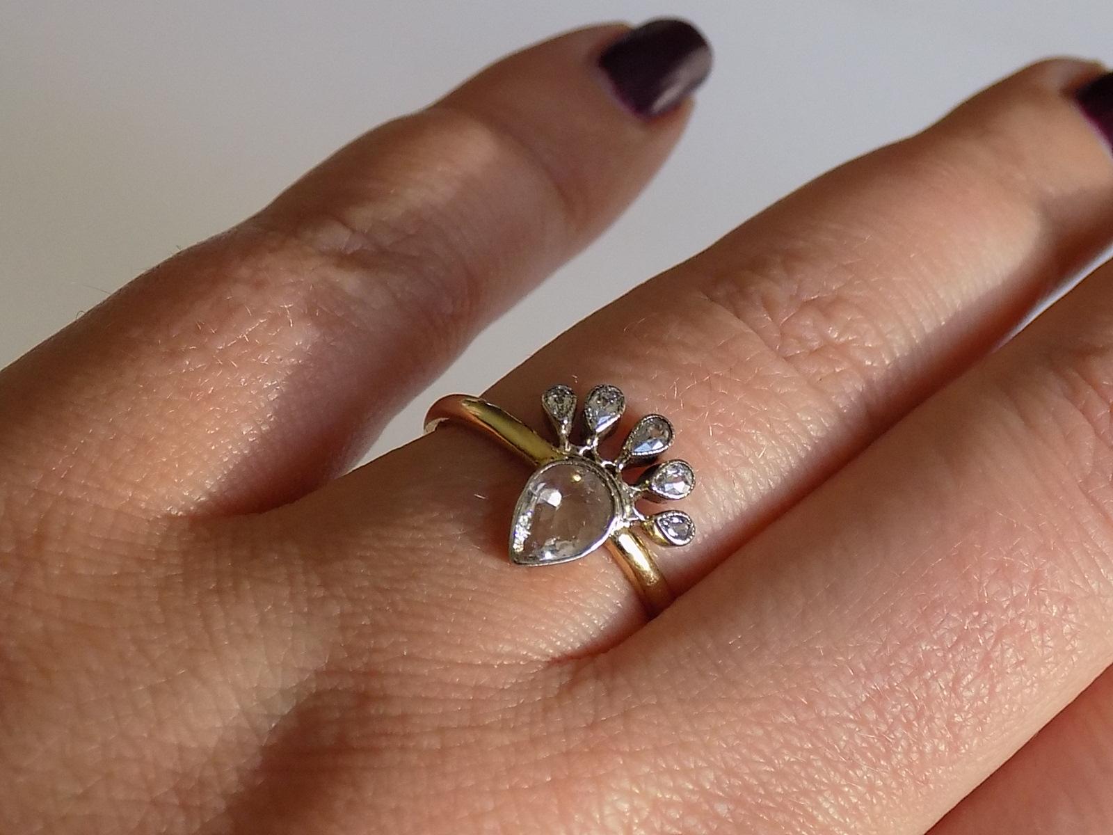 Rare Victorian 18 Karat Gold Silver Diamond Crowned Heart Love Ring 2