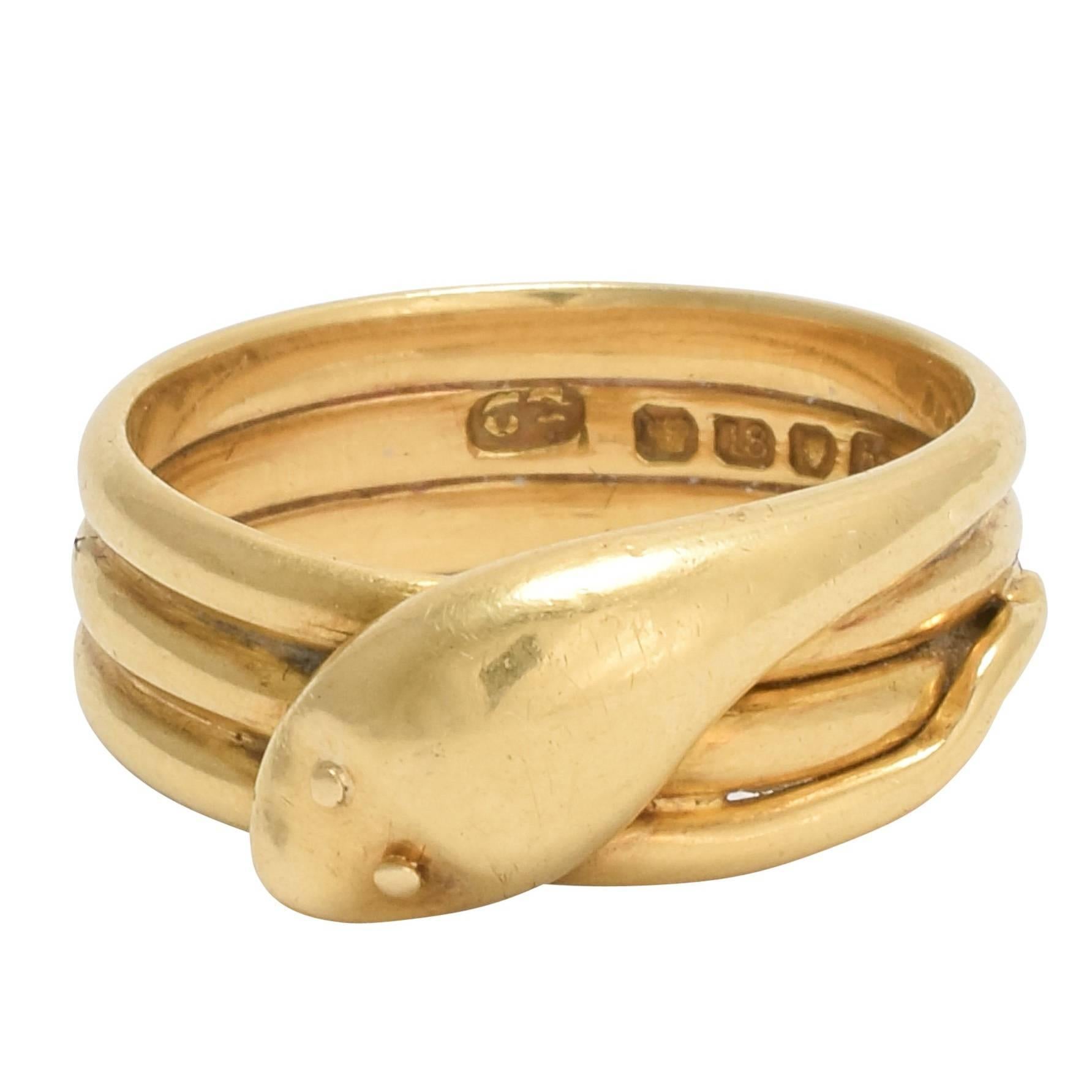 Victorian 18 Karat Gold Snake Ring