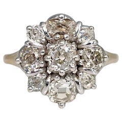 Victorian 18 Karat Gold TW 1.70 Carat Old Cut VS-SI Diamond Cluster Ring