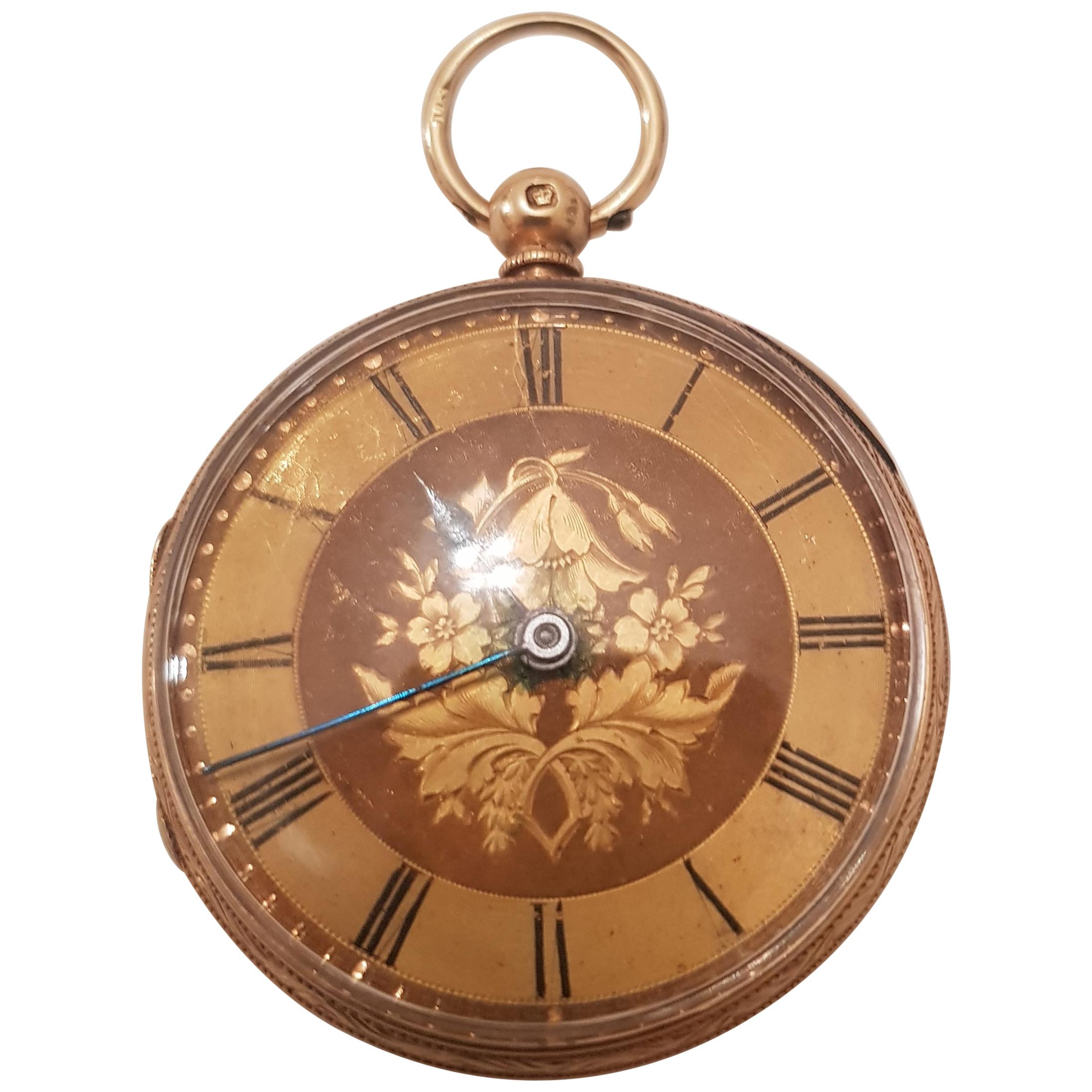 Victorian 18-Karat Gold Watch with Exceptional 10 Karat Gold Associated Chain For Sale