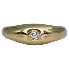 Antique Victorian 18 Karat Yellow Gold 0.06 Carat Diamond Gypsy Band Ring