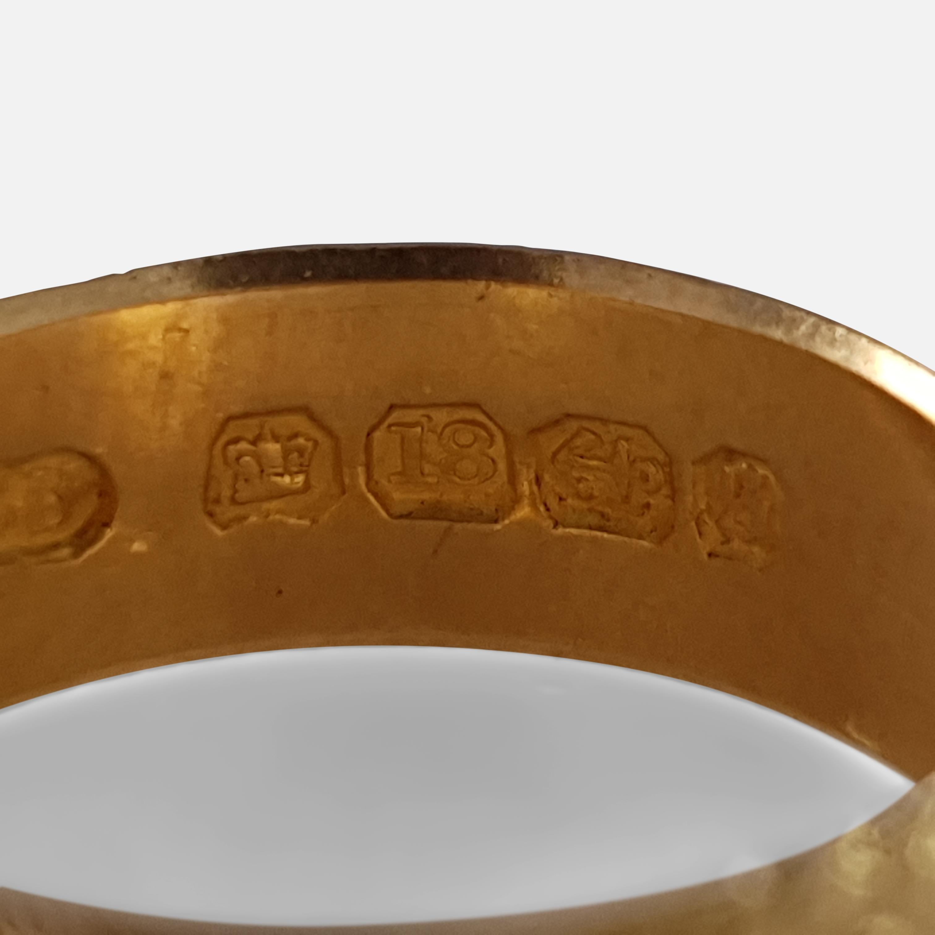 Victorian 18 Karat Yellow Gold Foliate Engraved Wedding Band Ring, 1892 2