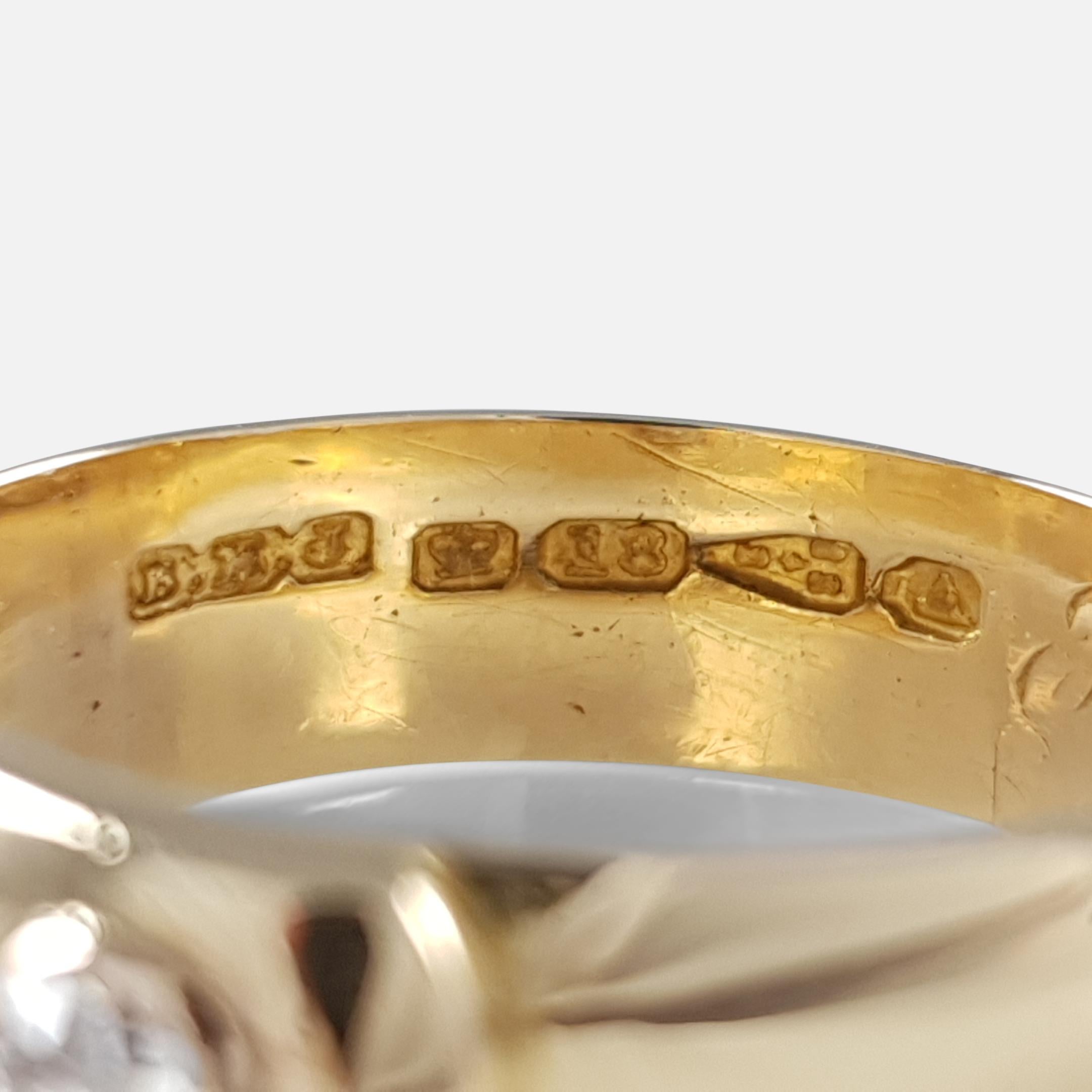Victorian 18 Carat Yellow Gold and Diamond Buckle Ring, Chester, 1884 For Sale 3
