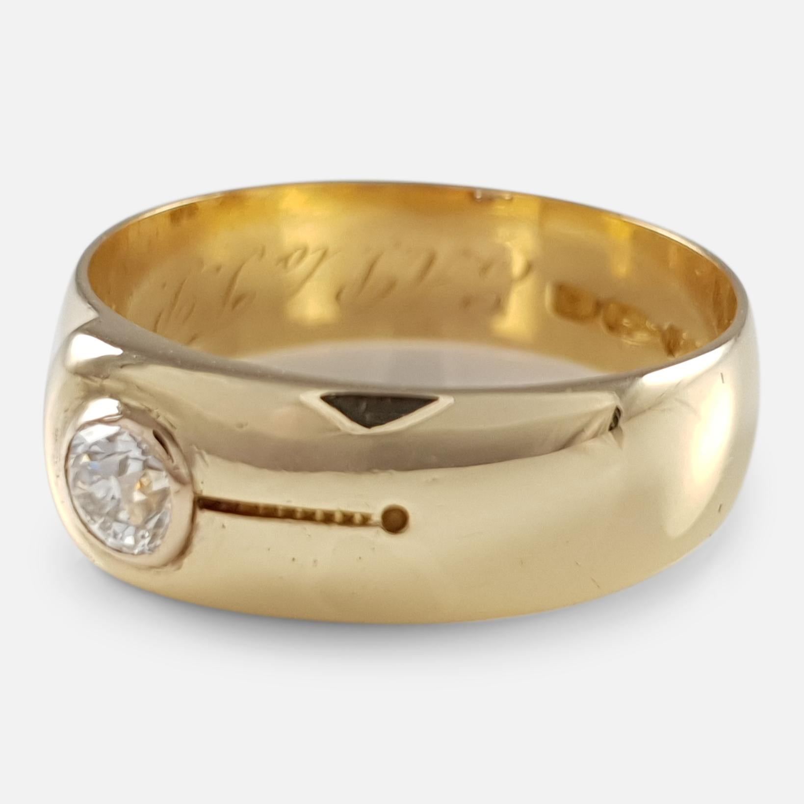 Victorian 18 Carat Yellow Gold and Diamond Buckle Ring, Chester, 1884 1