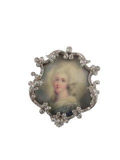 Broche victorienne en or jaune 18 carats et diamants avec couronne de fleurs #23737