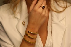 Victorian 18 Karat Yellow Gold and Ruby Snake Bangle