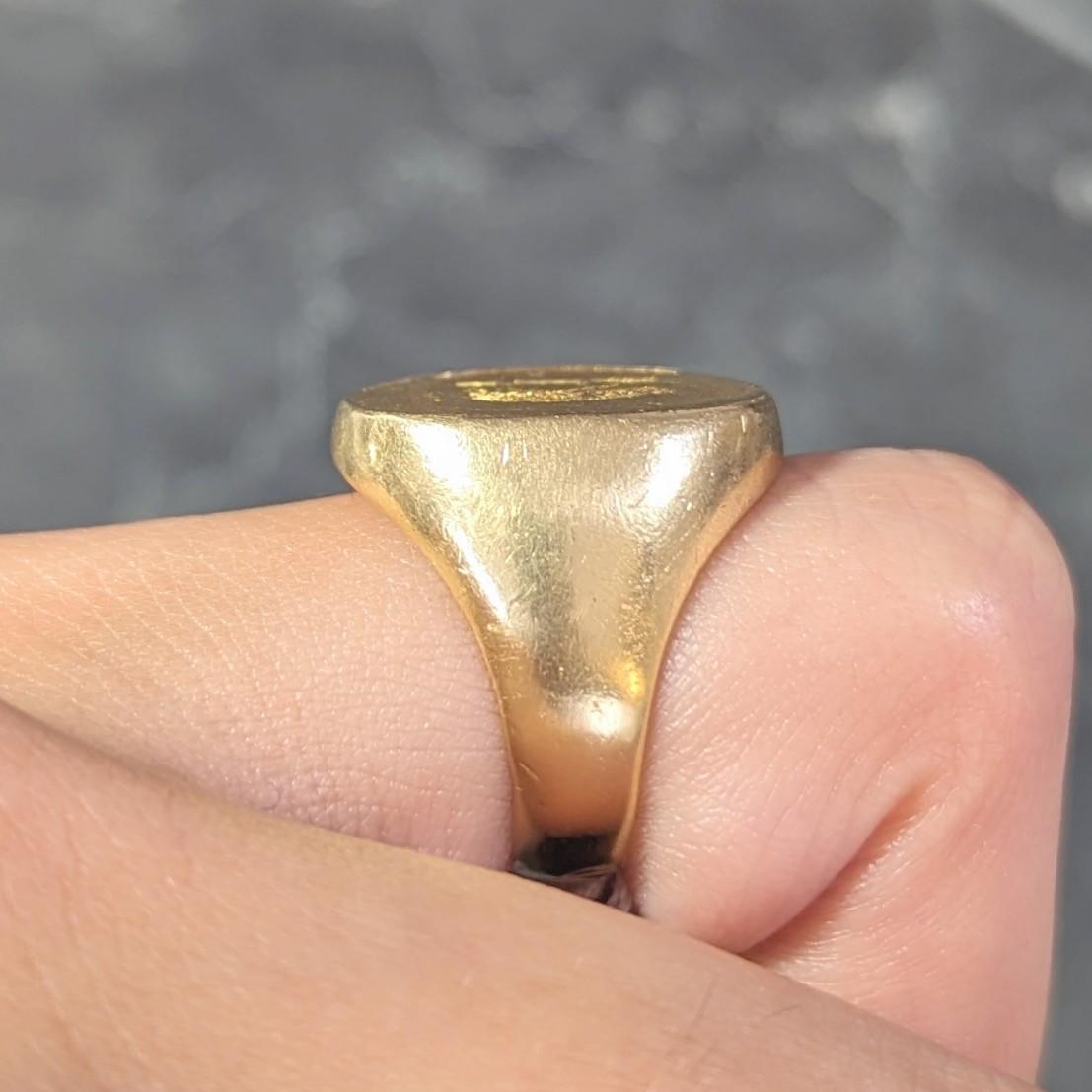 Victorian 18 Karat Yellow Gold Antique Boar Signet Ring For Sale 9