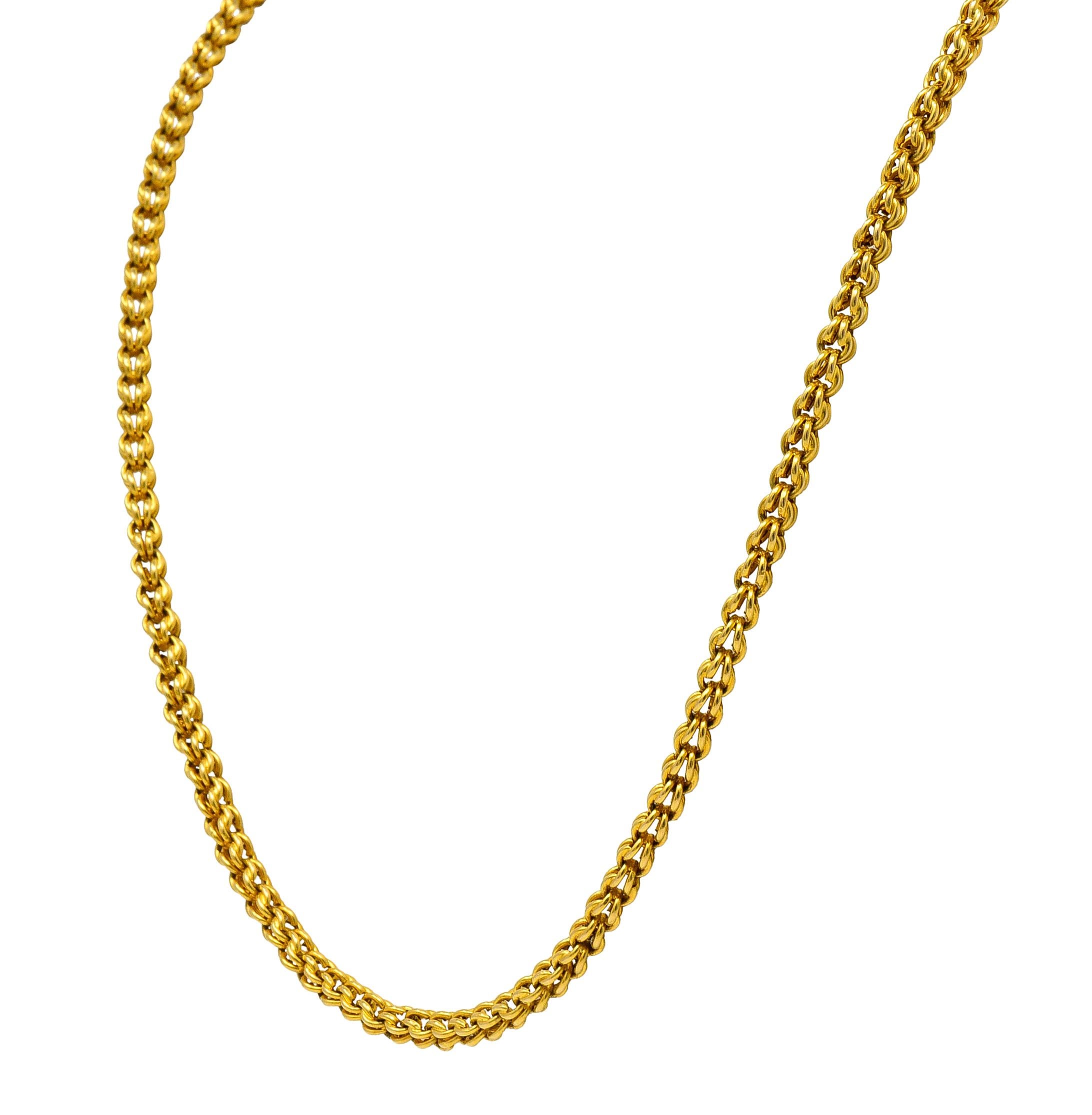 Viktorianische Halskette aus 18 Karat Gelbgold mit antiker Weizenkette im Zustand „Gut“ in Philadelphia, PA