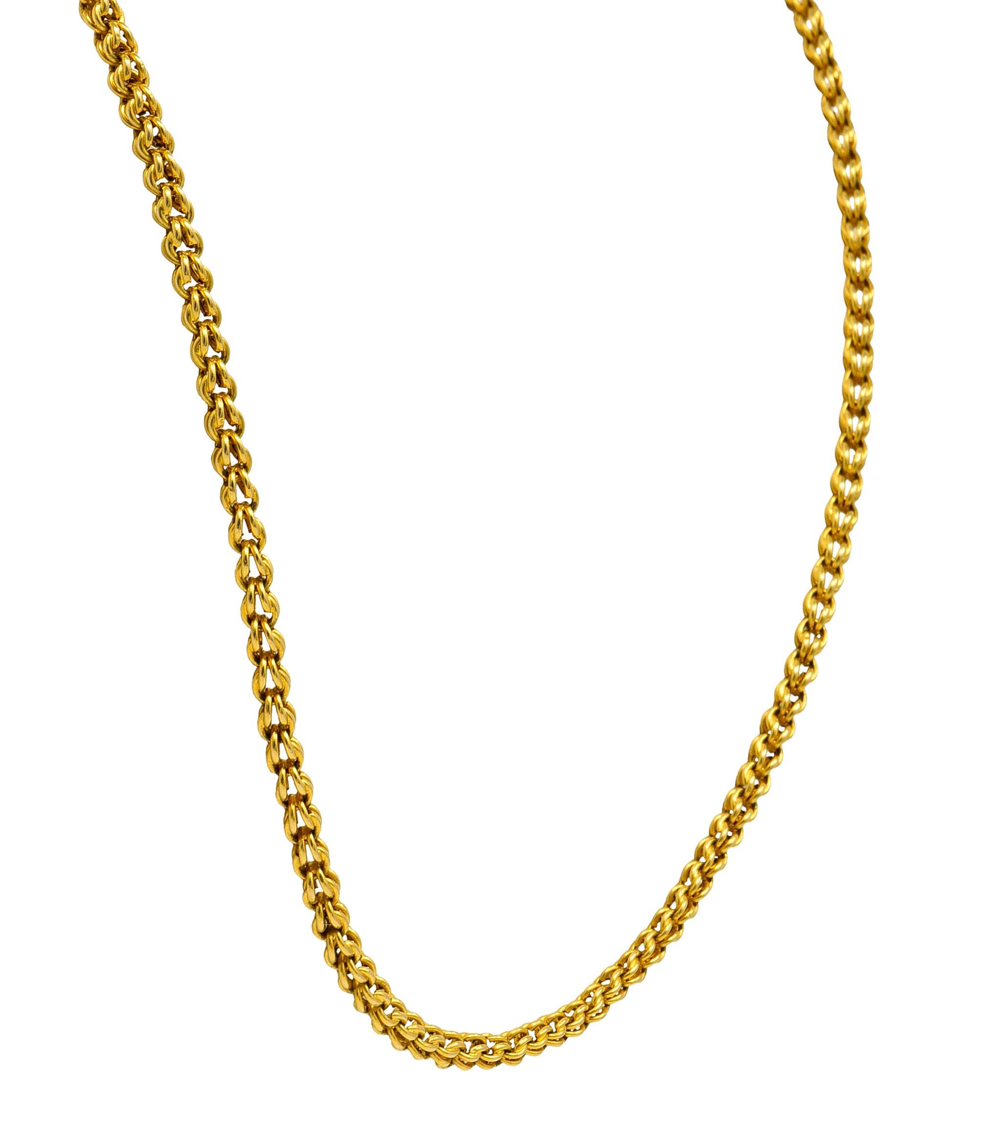 Viktorianische Halskette aus 18 Karat Gelbgold mit antiker Weizenkette Damen