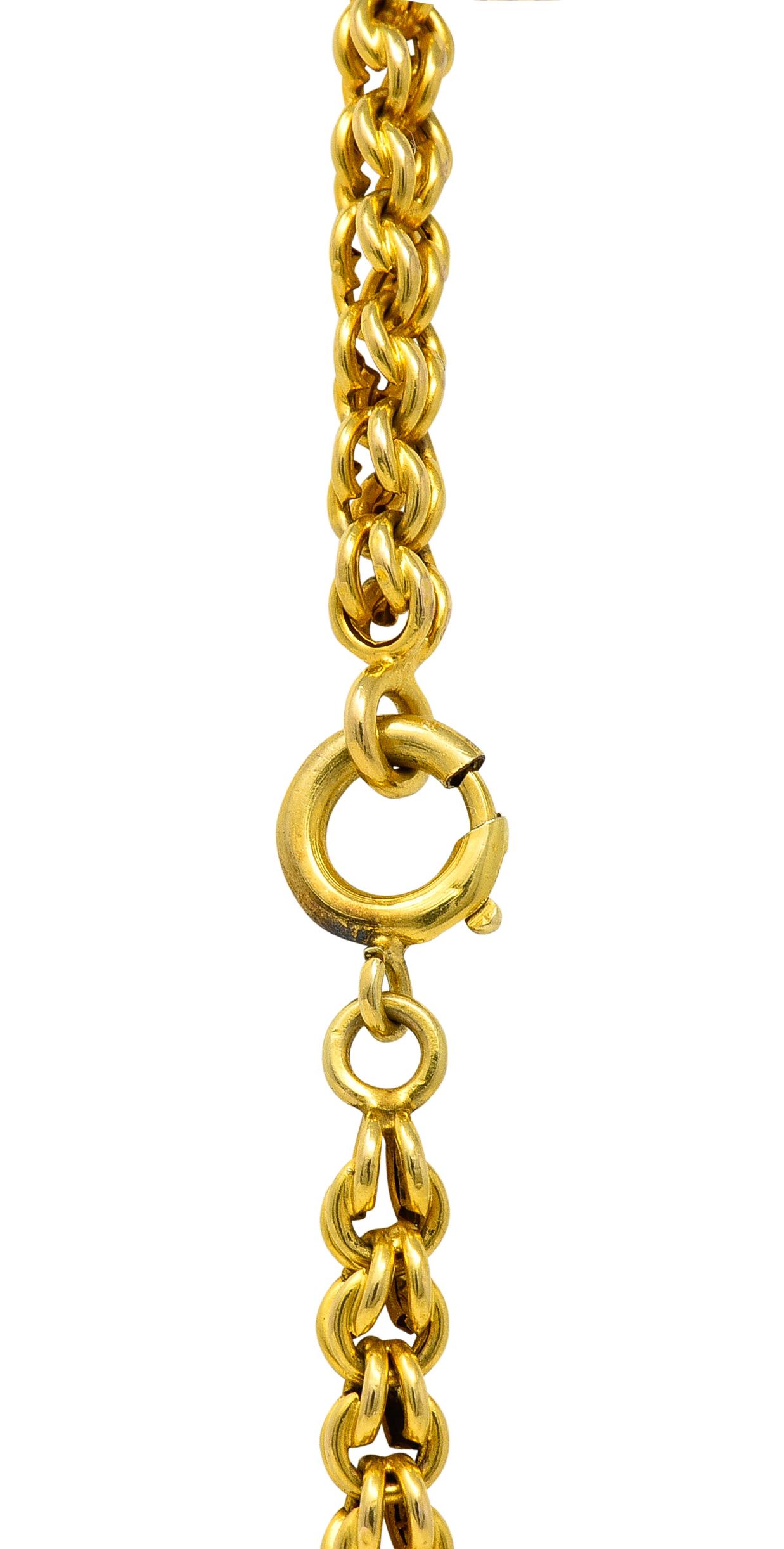 Viktorianische Halskette aus 18 Karat Gelbgold mit antiker Weizenkette 2