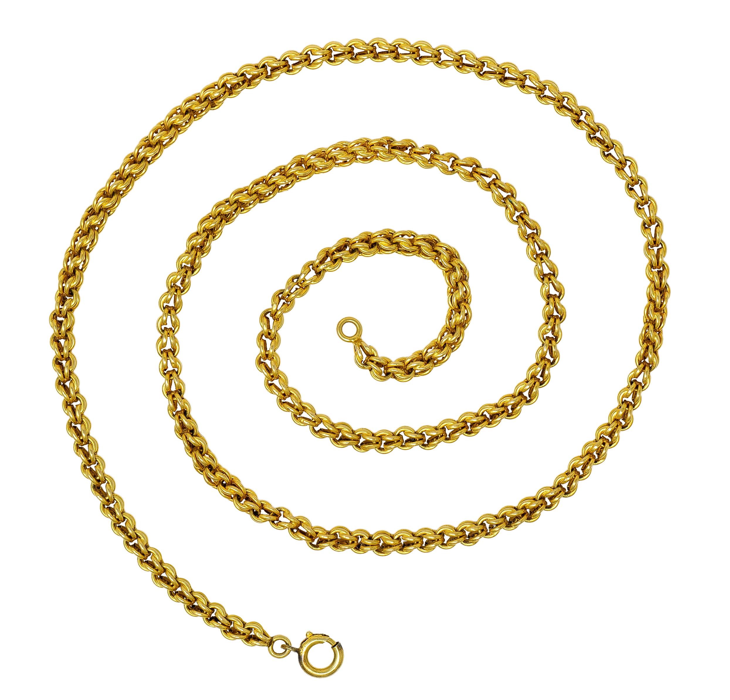 Viktorianische Halskette aus 18 Karat Gelbgold mit antiker Weizenkette 3