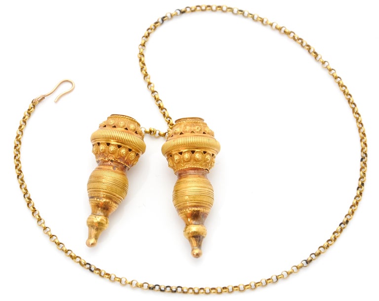 Victorian 18 Karat Gold Knitting Needle Caps For Sale at 1stDibs