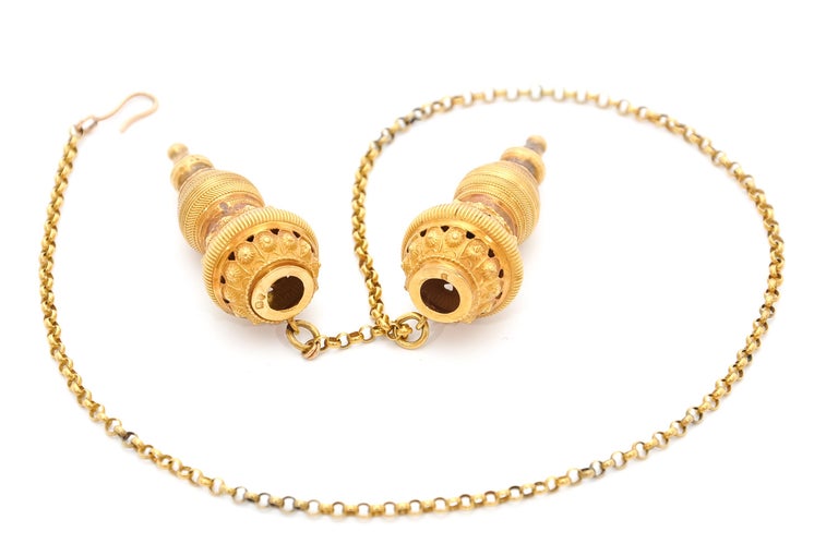 Victorian 18 Karat Gold Knitting Needle Caps For Sale at 1stDibs