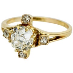Victorian 18 Karat Yellow Gold Diamond Cluster Ring, 1893, England
