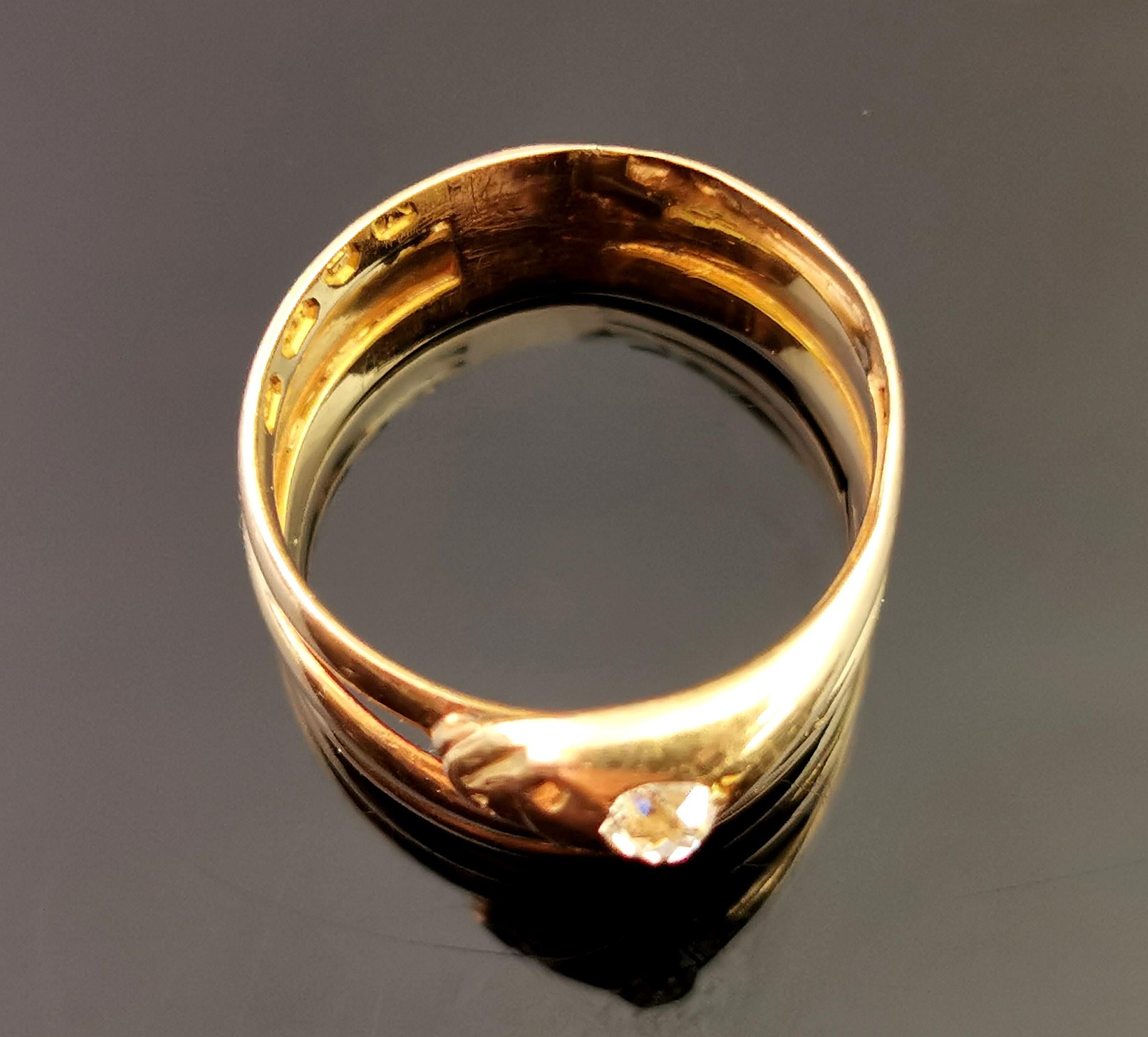 Victorian 18 Karat Yellow Gold Diamond Snake Ring 5