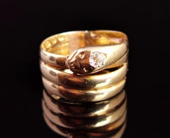 Victorian 18 Karat Yellow Gold Diamond Snake Ring