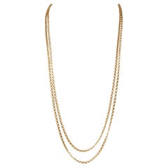 Victorian 18 Karat Yellow Gold Fancy Hexagonal Link 69 IN Long Antique Necklace