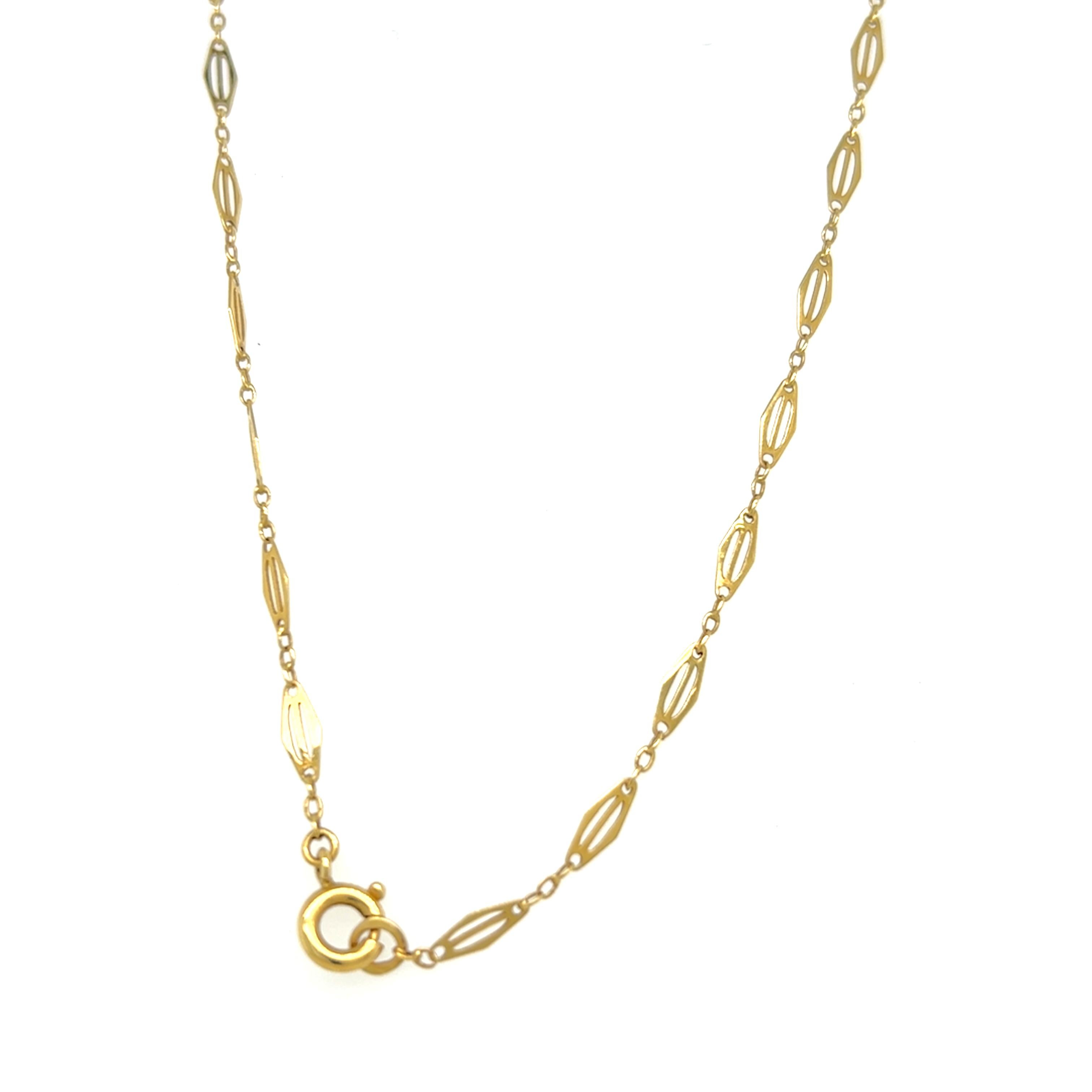 Women's Victorian 18 Karat Yellow Gold Glass Pendant Necklace For Sale