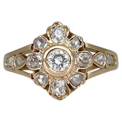 Victorian 18 Karat Yellow Gold Old Cut Diamond Cluster Ring
