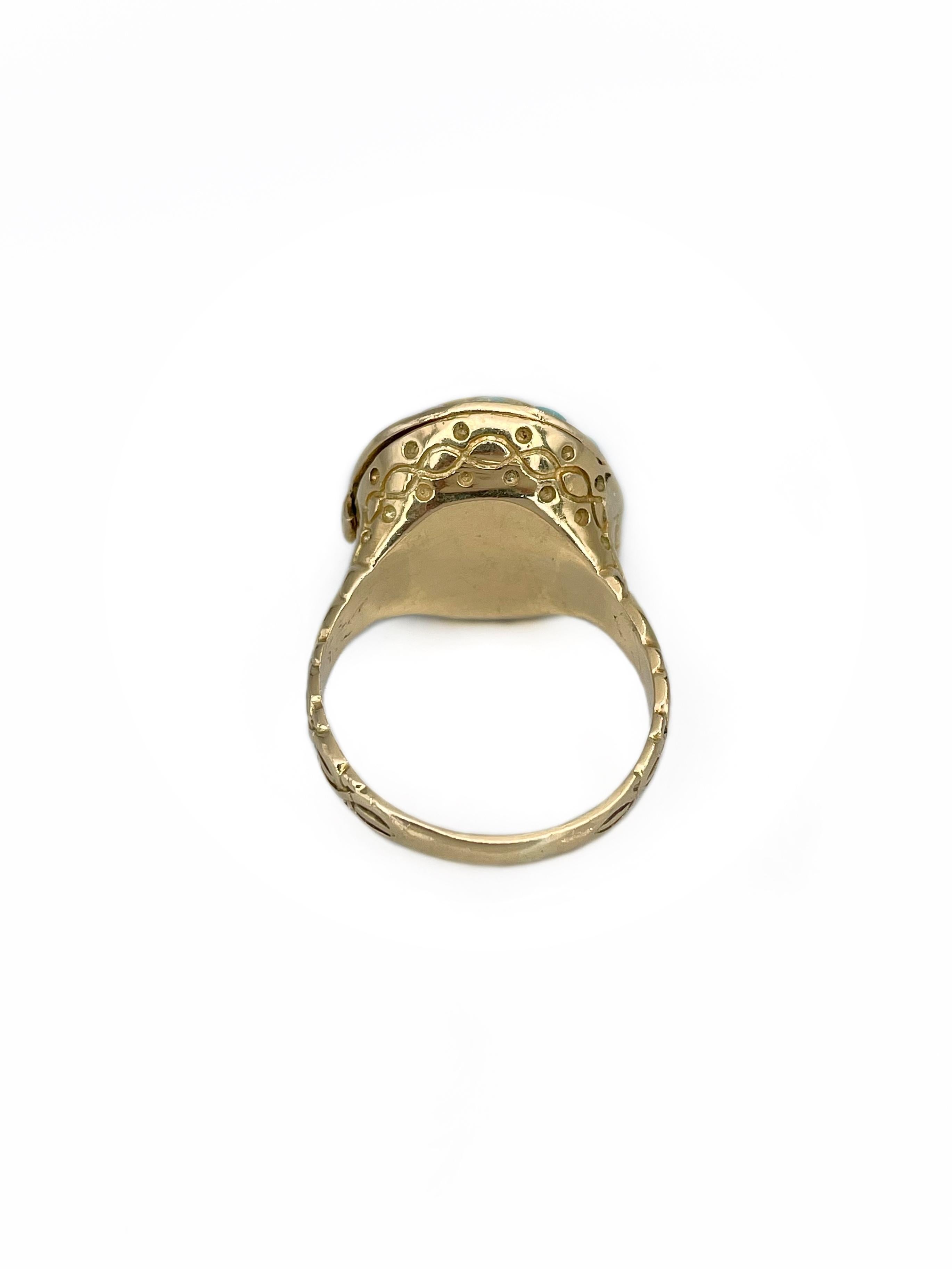 Victorian 18 Karat Yellow Gold Opal Poison Cocktail Ring 1