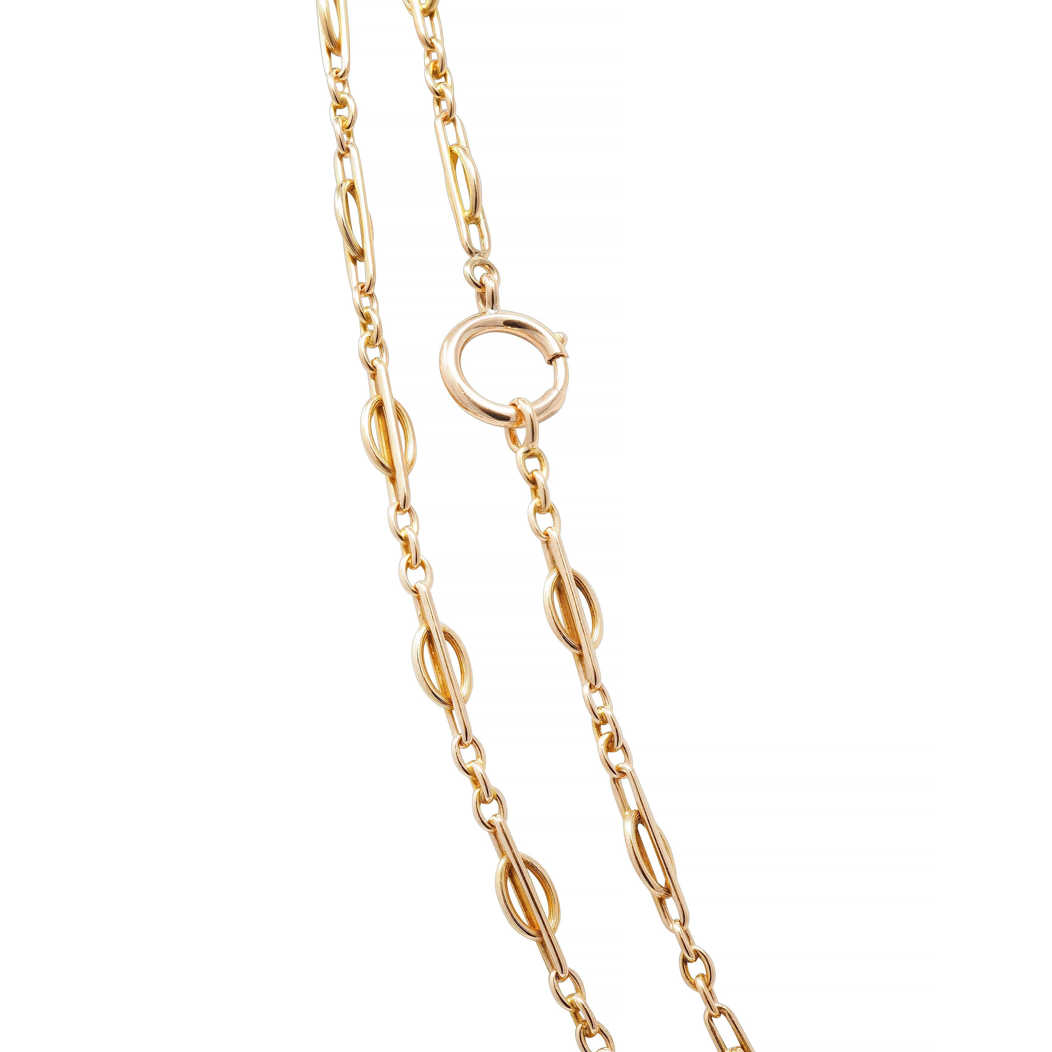 Viktorianische 18 Karat Gelbgold Papierclip Gliederhalskette 55 1/2 lange antike Kette Halskette im Angebot 2