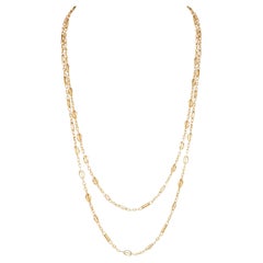 Collier Victorien en or jaune 18 carats à maillons en forme de trombone 55 1/2 Long Antique Chain Necklace