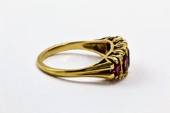 Victorian 18 Karat Yellow Gold Ruby and Diamond Five-Stone Half Hoop Ring