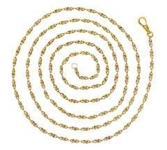 Victorian 18 Karat Yellow Gold Scrolling S Link Antique Chain Necklace