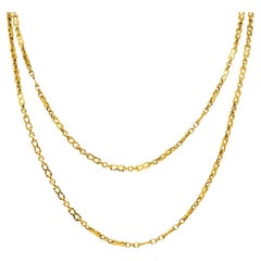 Victorian 18 Karat Yellow Gold Unisex 56 Inch Long Chain Necklace