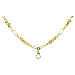 Victorian 18 Karat Yellow Gold Woven Twist Antique Chain Link Necklace