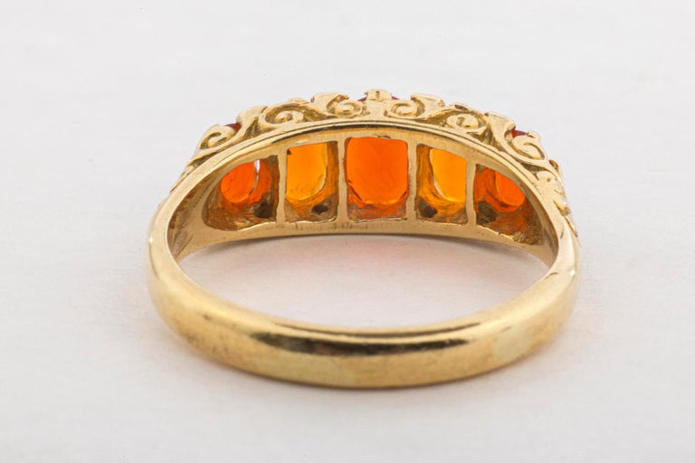 Oval Cut Victorian 18 Kt Fire Opal Diamond Ring For Sale