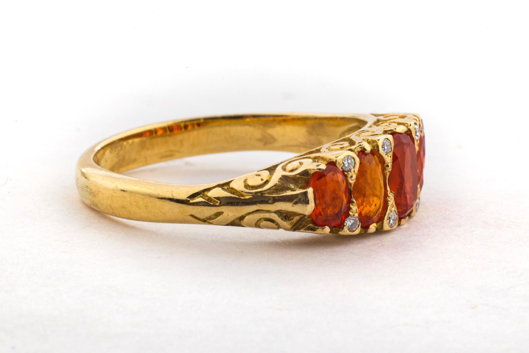 Women's or Men's Victorian 18 Kt Fire Opal Diamond Ring