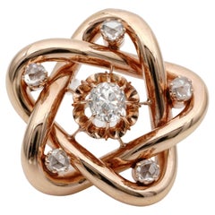 Victorian 1.80 Ct Diamond Love Knot Brooch Pendant 18 KT Gold