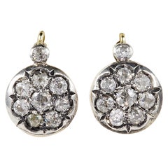 Victorian 1.80 Ct Old Mine Cut Diamond Rare Drop Earrings