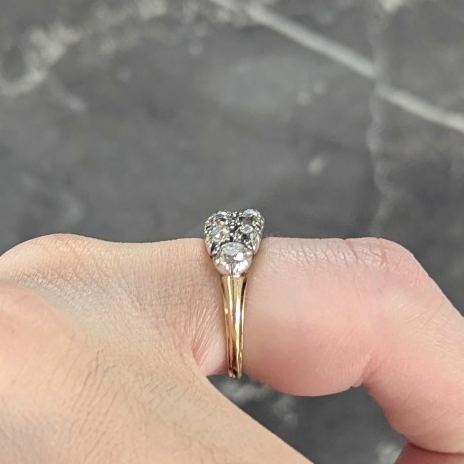 Anello vittoriano con diamante Old Mine da 1,80 CTW in argento e oro 18 carati, a doppia fila e antico in vendita 2