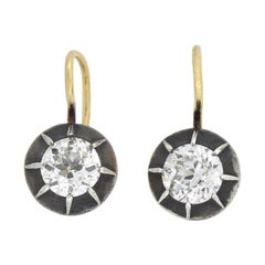 Victorian 1.80 Total Carat Mine Cut Diamond Earrings Victorian 1.80 Total Carat Mine Cut Diamond Earrings