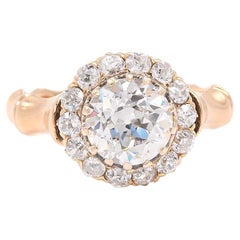 victorian split shank diamond cluster engagement ring Victorian 1.81 Carat GIA Old European Cut Diamond Cluster Engagement Ring