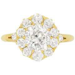 Victorian 1.82 Carat Diamond Halo Ring, circa 1880s