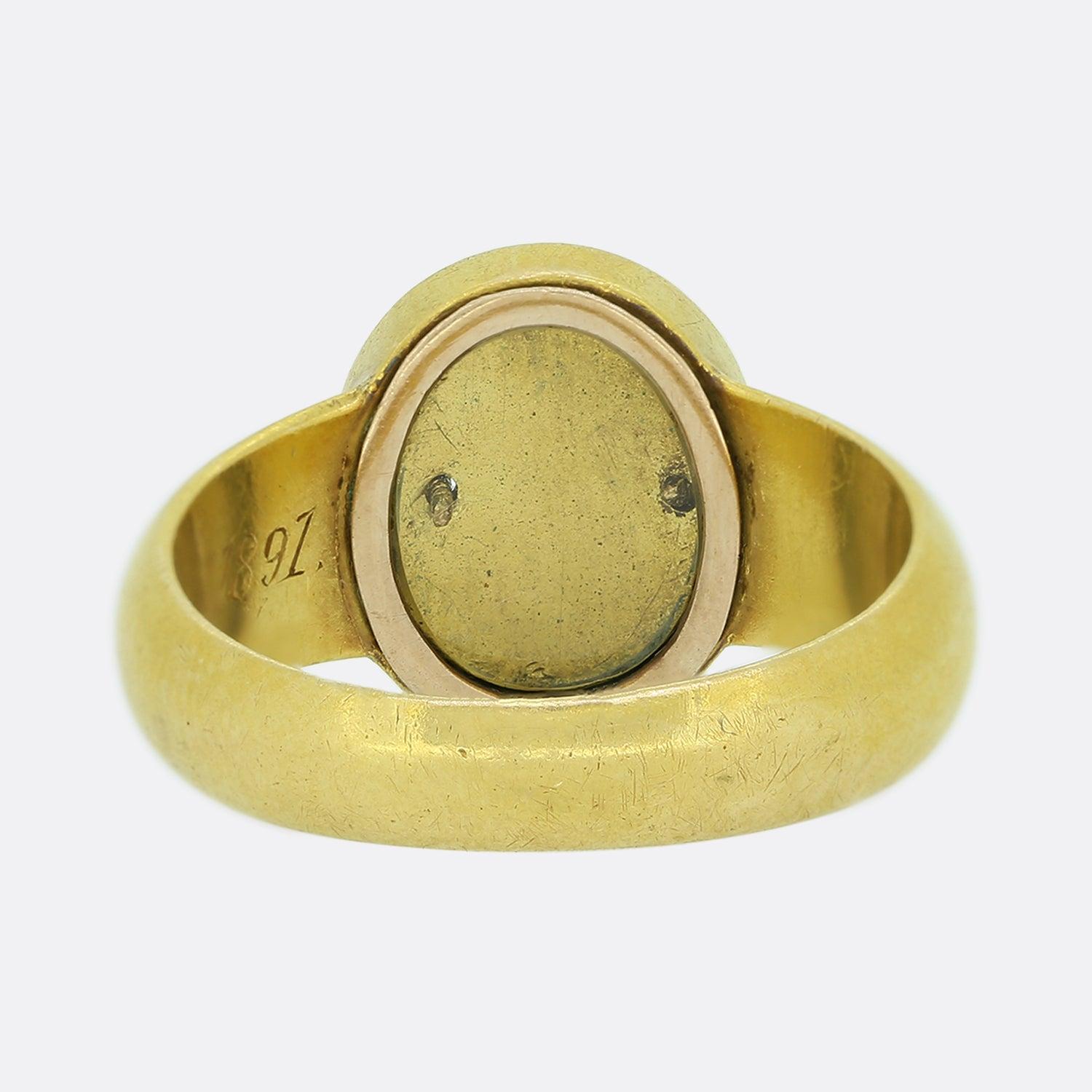 Women's Victorian 1830s Locket Black Enamel Mourning Ring For Sale