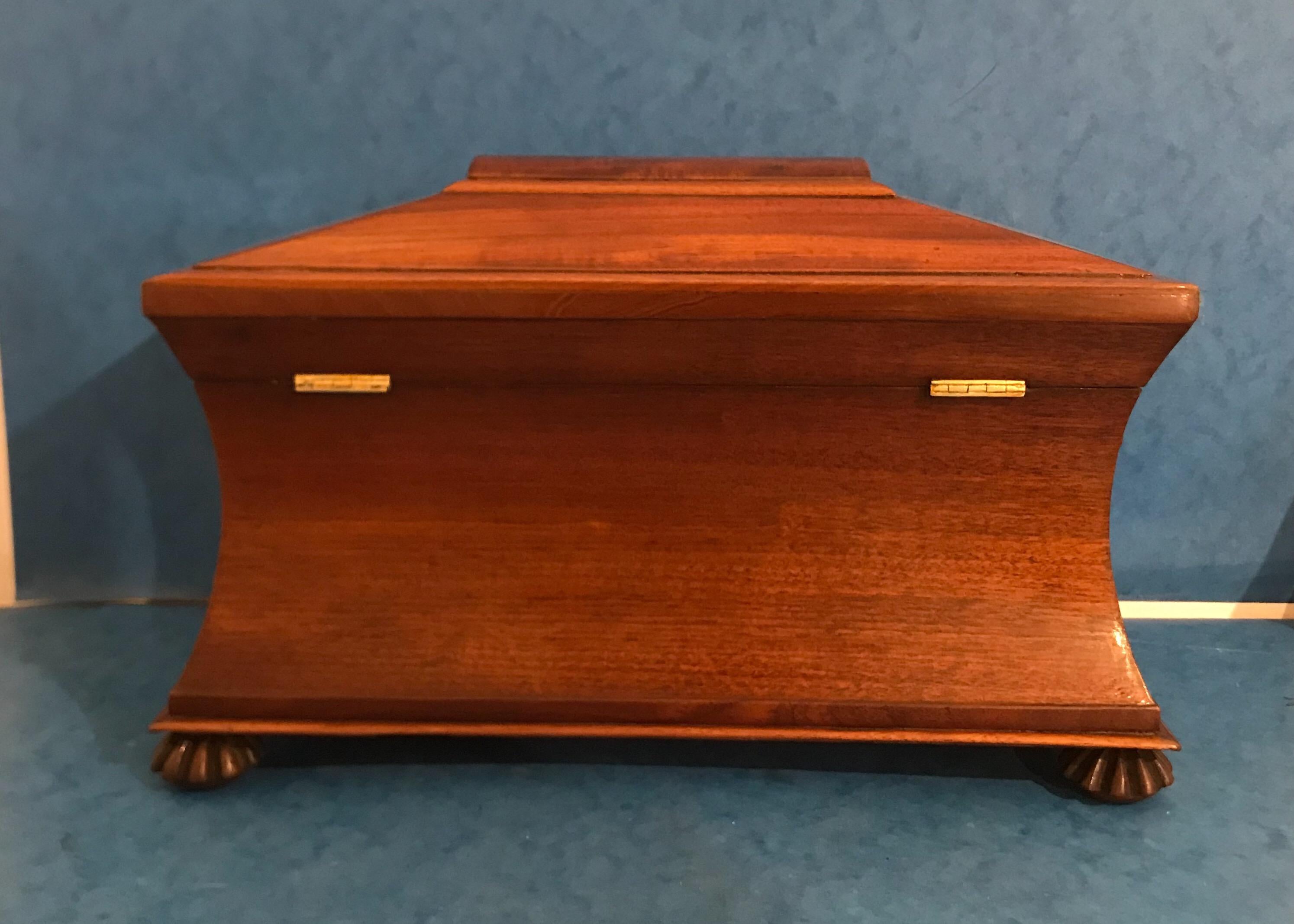Polished Victorian 1840 Mahogany Twin Canister Tea Caddy